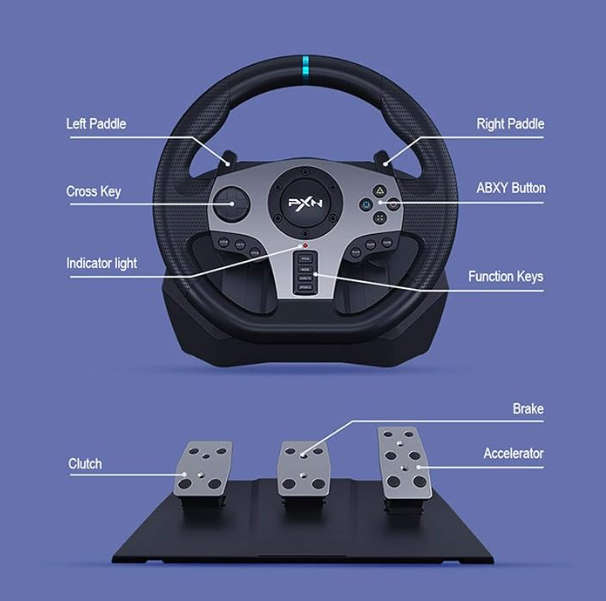 PXN Gaming Racing Steering Wheel V9 Xbox Steering Wheel 270/900° Car Simulation