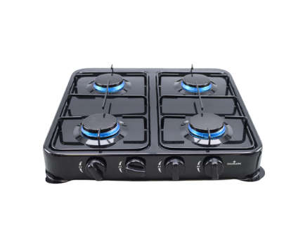 Digimark 4-Burner Gas Stove with Auto-Ignition - Black -Stainless Steel