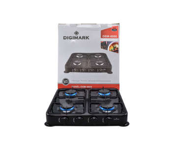 Digimark 4-Burner Gas Stove with Auto-Ignition - Black -Stainless Steel
