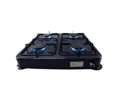 Digimark 4-Burner Gas Stove with Auto-Ignition - Black -Stainless Steel