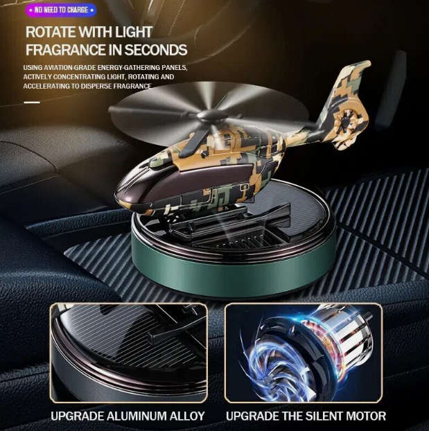 Car Helicopter Air Freshener Solar Power Plane Dashboard Perfume Decoration