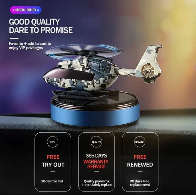 Car Helicopter Air Freshener Solar Power Plane Dashboard Perfume Decoration