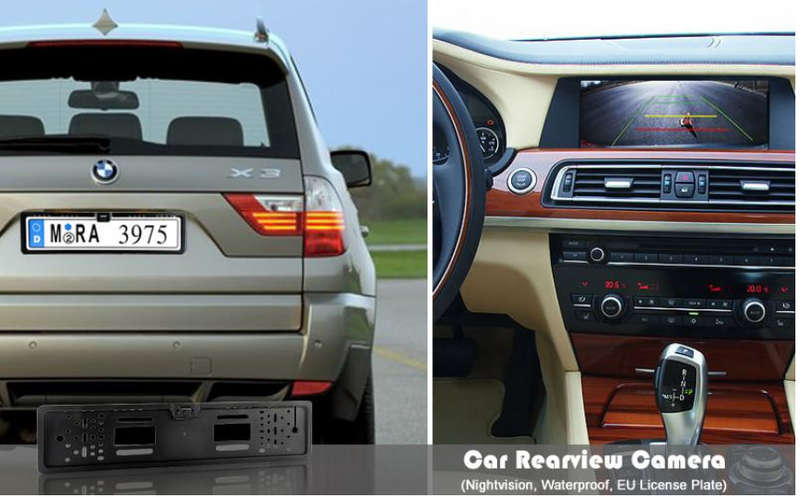 Car Rearview License Plate Camera + Parking Sensor Kit