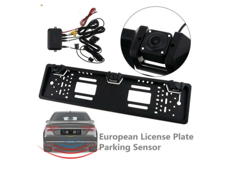 Car Rearview License Plate Camera + Parking Sensor Kit