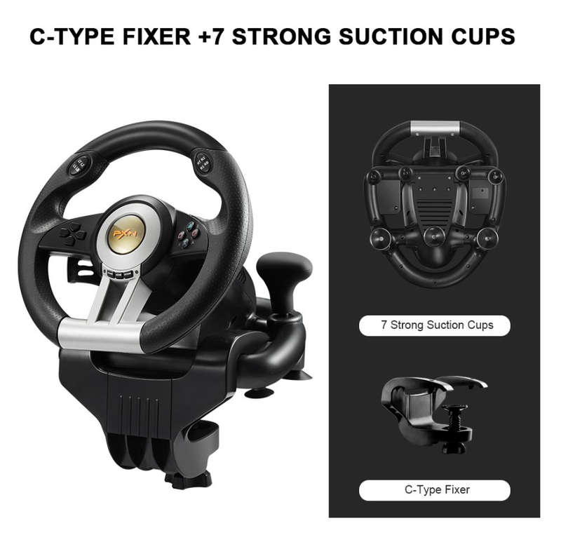 PXN V3II PC Racing Wheel, USB Car Race Game Steering Wheel with Pedals