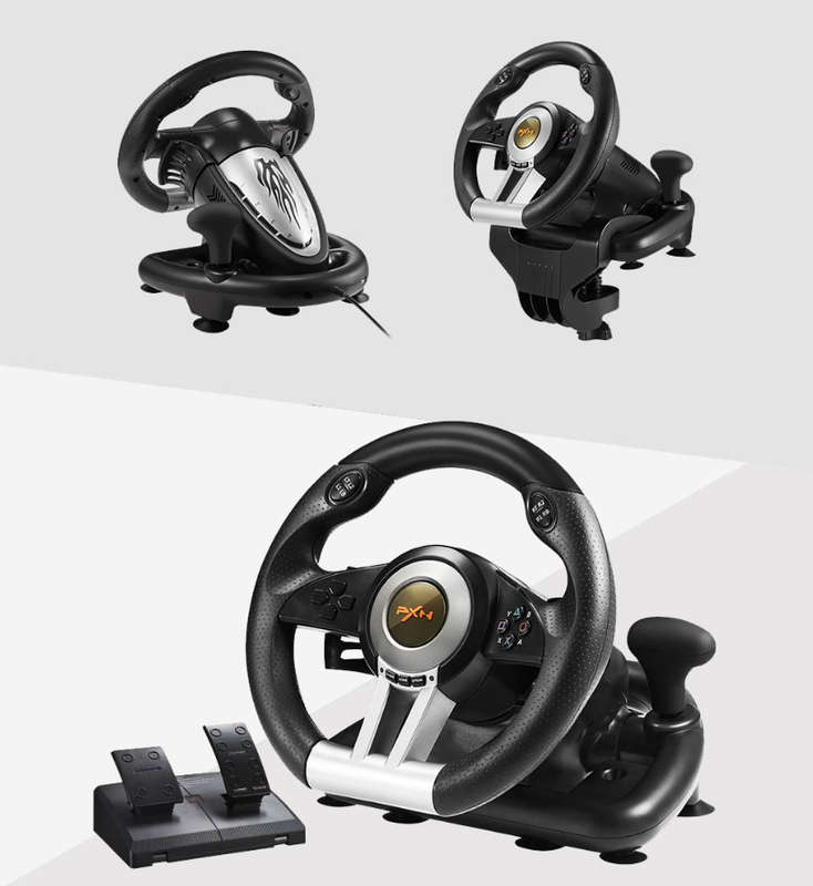 PXN V3II PC Racing Wheel, USB Car Race Game Steering Wheel with Pedals