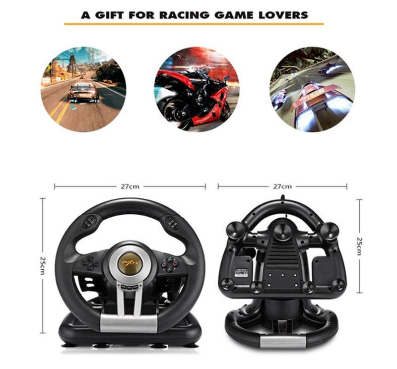 PXN V3II PC Racing Wheel, USB Car Race Game Steering Wheel with Pedals