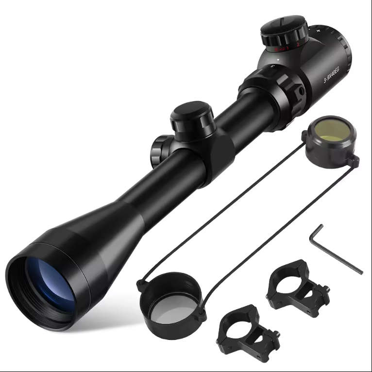 Rifle Scope (3 - 9 X 40 EG) with Scope Rings & Mounts and Scope Lens Caps
