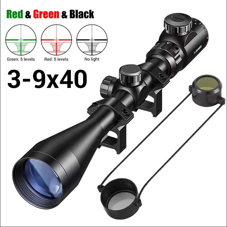 Rifle Scope (3 - 9 X 40 EG) with Scope Rings & Mounts and Scope Lens Caps