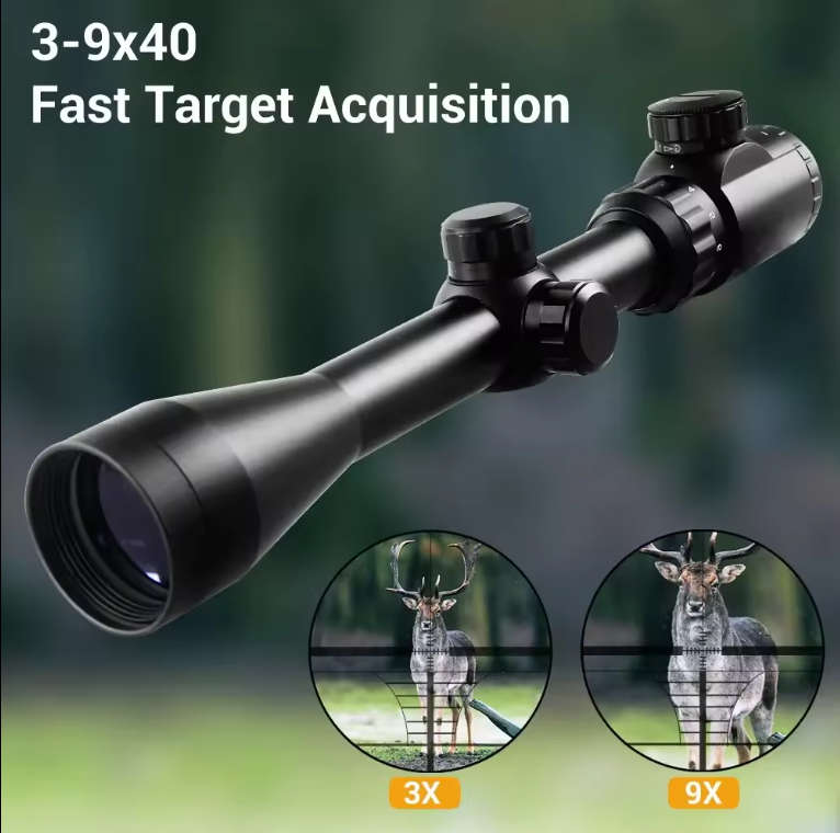 Rifle Scope (3 - 9 X 40 EG) with Scope Rings & Mounts and Scope Lens Caps