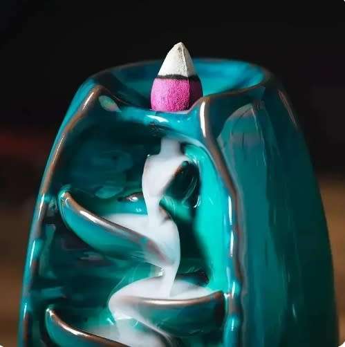 Ceramic Waterfall Backflow Incense Burner with 10 Incense Grain