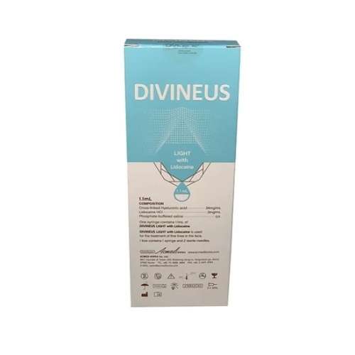 Filler (Frown lines, wrinkles etc) Divineus Light with Lidocaine Cross Linked Hyaluronic Acid Gel