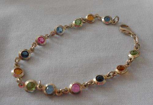 Sterling Silver bracelet with coloured stones