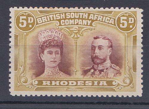 1910 Rhodesia 5d Double Head - SACC 141a - Unplated