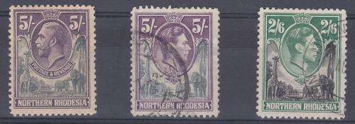 Northern Rhodesia - 1925 & 1938  SACC 14, 41, 43 - MM & Used - CV R650