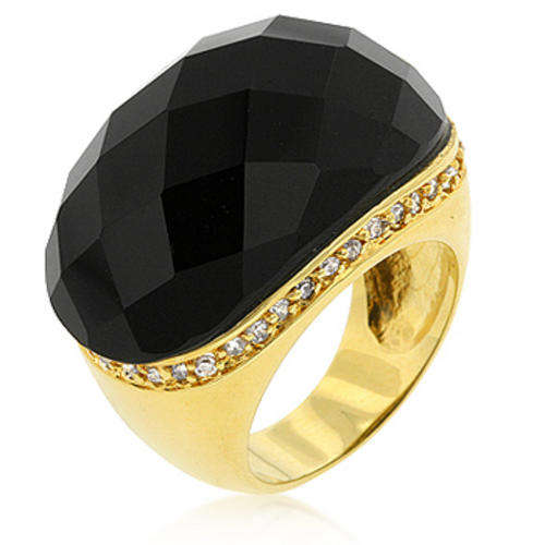 *** 14k Gold Bonded Black Onyx Cocktail Ring***