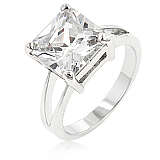 *** WHITE GOLD PLATED 5.0ct PRINCESS CUT CZ RING -- R1 NO RESERVE!!