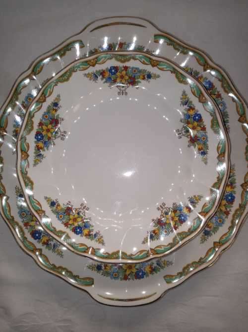 LIKE NEW OLD CHELSEA 6 SIDE PLATES WITH CAKE PLATTER JOHNSON BROS