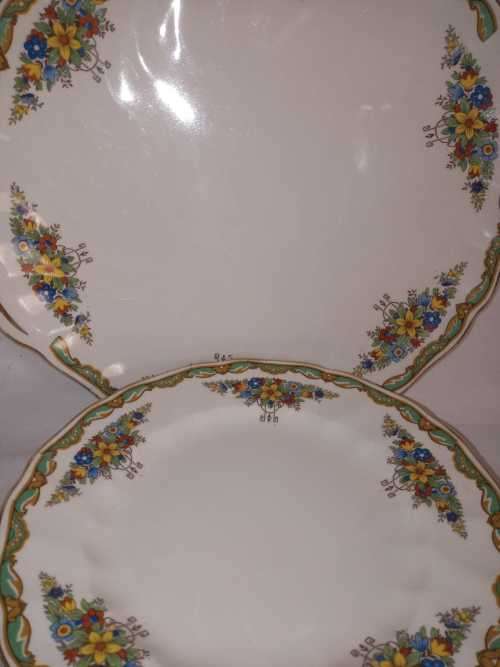 LIKE NEW OLD CHELSEA 6 SIDE PLATES WITH CAKE PLATTER JOHNSON BROS
