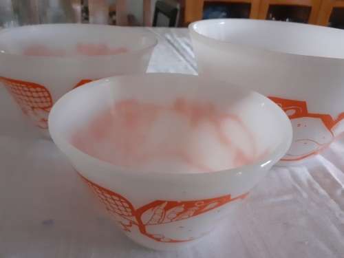 4 MILK GLASS MIXING BOWLS FOR 1 BID