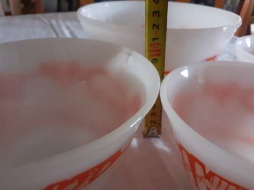 4 MILK GLASS MIXING BOWLS FOR 1 BID
