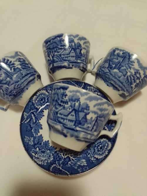 4 ENOCH WOODS ENGLISH SCENERY ESPRESSO DUOS FOR 1 BID
