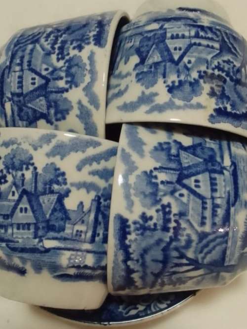 4 ENOCH WOODS ENGLISH SCENERY ESPRESSO DUOS FOR 1 BID