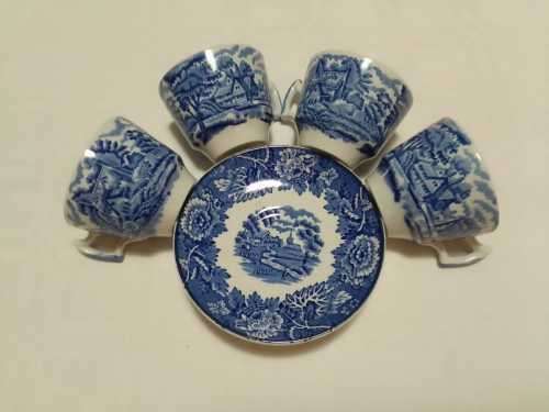 4 ENOCH WOODS ENGLISH SCENERY ESPRESSO DUOS FOR 1 BID