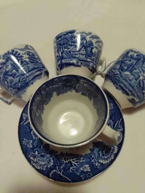 4 ENOCH WOODS ENGLISH SCENERY ESPRESSO DUOS FOR 1 BID