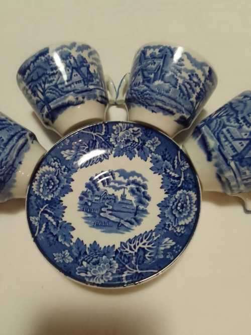 4 ENOCH WOODS ENGLISH SCENERY ESPRESSO DUOS FOR 1 BID