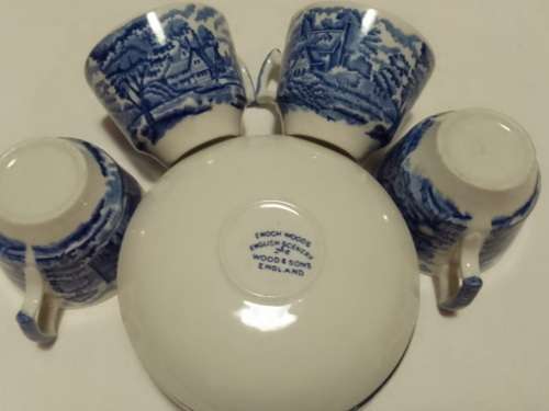 4 ENOCH WOODS ENGLISH SCENERY ESPRESSO DUOS FOR 1 BID