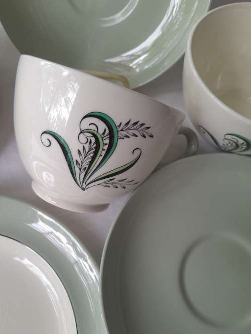 BEAUTIFUL COPELAND SPODE OLYMPUS 6 TEA TRIOS AND CAKE PLATTER