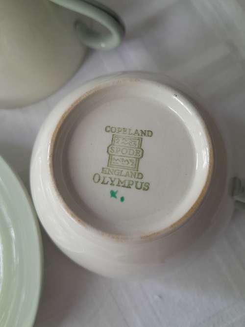 BEAUTIFUL COPELAND SPODE OLYMPUS 6 TEA TRIOS AND CAKE PLATTER