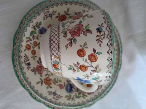 PERFECT BEAUTIFUL SPODE AUDLEY ROYAL JASMINE TEA TRIO (3 available)
