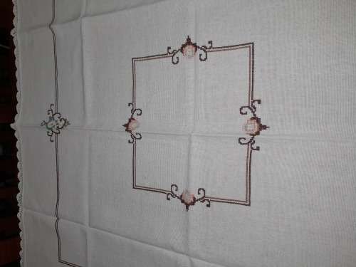 BEAUTIFUL HAND EMBROIDERED SQUARE TABLECLOTH 92CM X92 CM