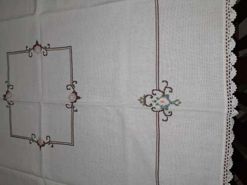 BEAUTIFUL HAND EMBROIDERED SQUARE TABLECLOTH 92CM X92 CM