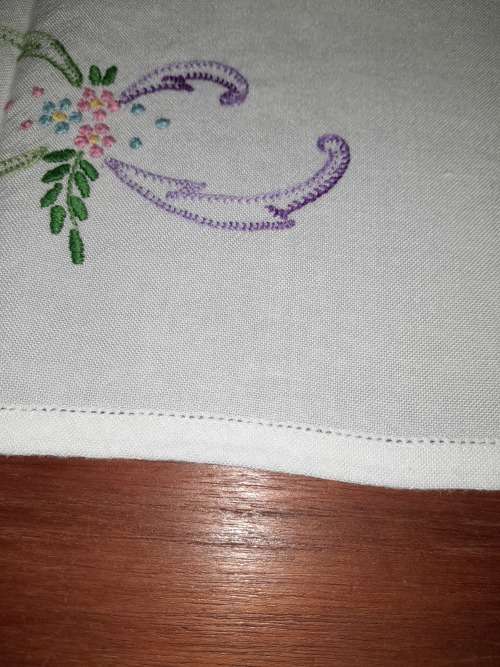 BEAUTIFUL HAND EMBROIDERED SQUARE TABLECLOTH 78X78CM