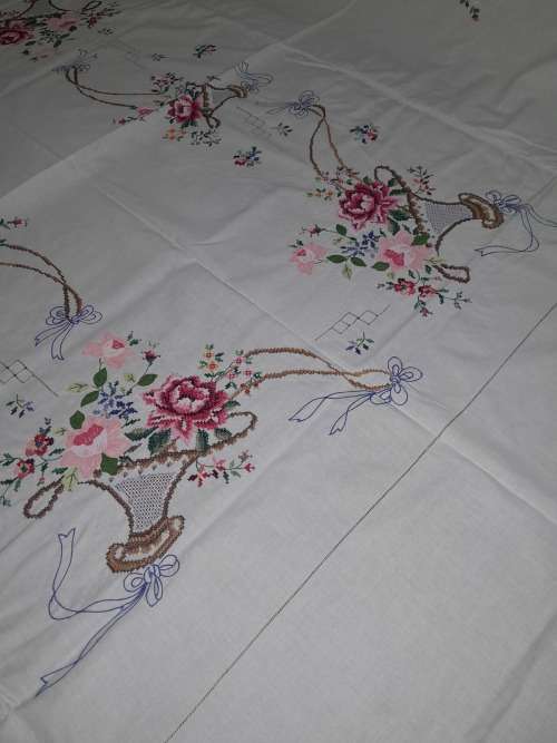 BIG BEAUTIFUL HAND EMBROIDERED TABLECLOTH (2 available)