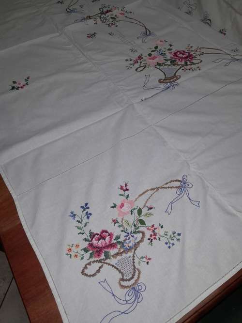 BIG BEAUTIFUL HAND EMBROIDERED TABLECLOTH (2 available)