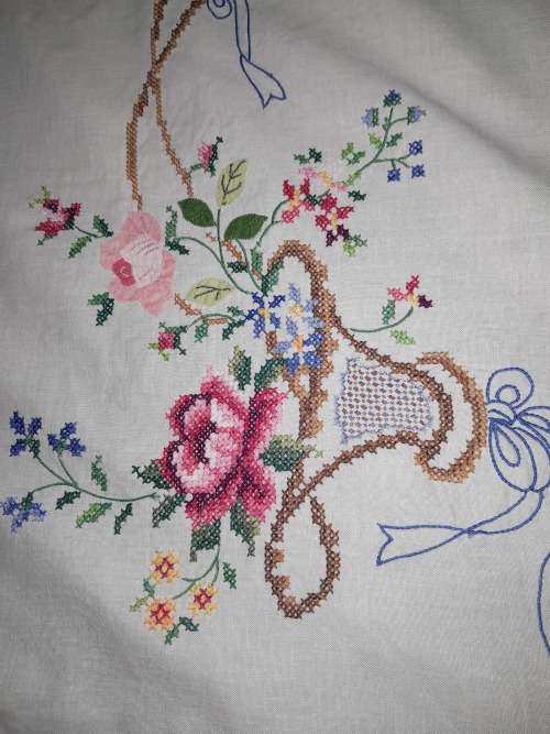 BIG BEAUTIFUL HAND EMBROIDERED TABLECLOTH (2 available)