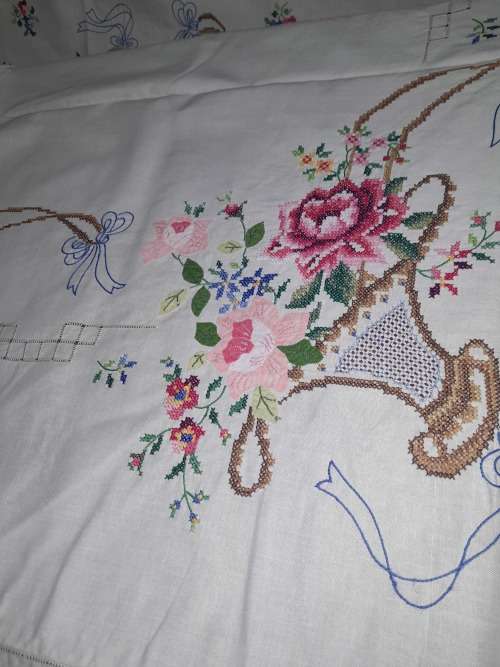 BIG BEAUTIFUL HAND EMBROIDERED TABLECLOTH (2 available)