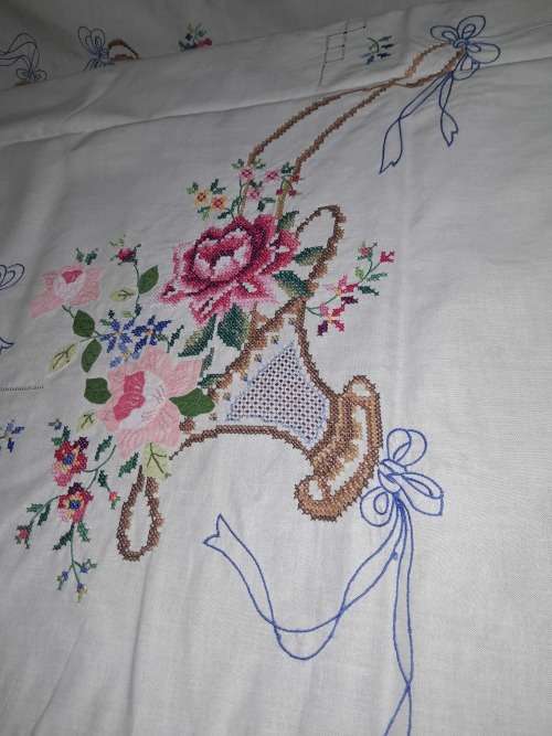 BIG BEAUTIFUL HAND EMBROIDERED TABLECLOTH (2 available)