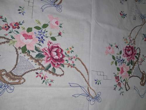 BIG BEAUTIFUL HAND EMBROIDERED TABLECLOTH (2 available)