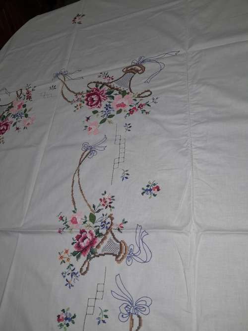 BIG BEAUTIFUL HAND EMBROIDERED TABLECLOTH (2 available)