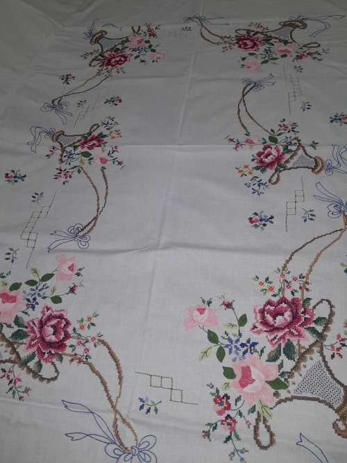 BIG BEAUTIFUL HAND EMBROIDERED TABLECLOTH (2 available)