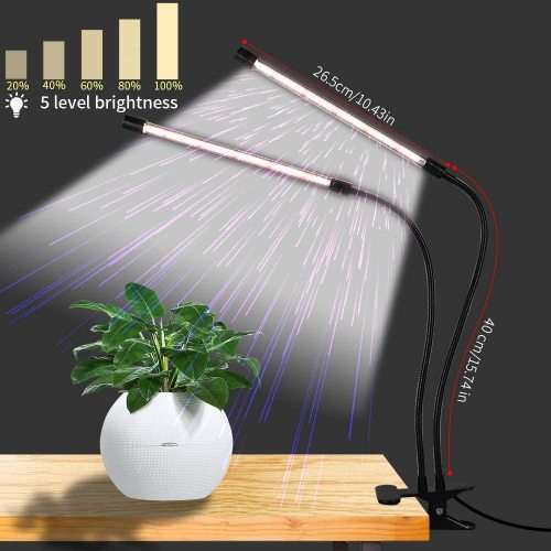 Two head LED Grow Light for Plants with timer.