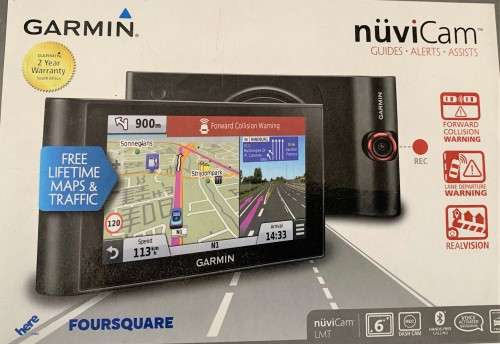 Garmin nuviCam LMT with an integrated dash camera.