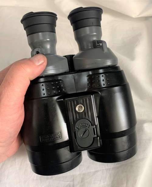 Crystal clear view, Canon 18x50 image-stabilized binoculars.