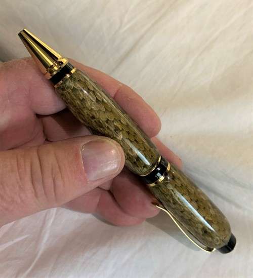 Made from Diamondback Rattlesnake snakeskin cast, The Cigar Pen
