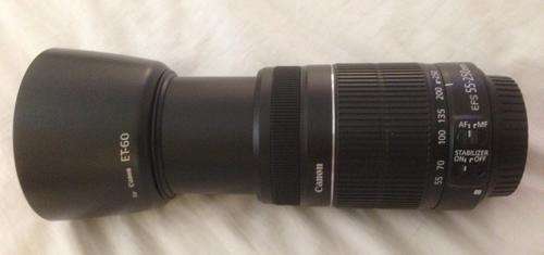 Canon EF-S 55-250mm f/4-5.6 IS II Lens with image stabilizer and an ET60 Lens Hood